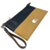 Женская сумка-клатч из натуральной кожи сине-песочно-коричневая