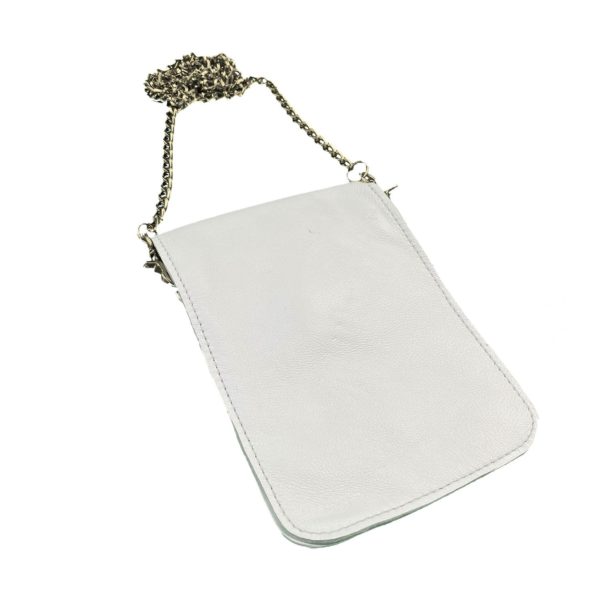Мини-сумка для телефона белая из натуральной кожи