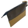 Мини-сумка клатч / косметичка сине-песочно-коричневая с внутренней отделкой из золотистой кожи
